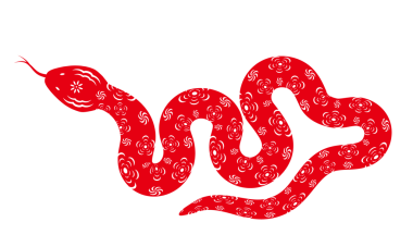 Kağıt kesiminde kırmızı çizgi film yılan deseni