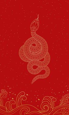 Chinese 2025 Year of the Snake festive red poster background clipart