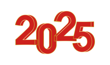 Kırmızı üç boyutlu sayı 2025 altın vuruşlu