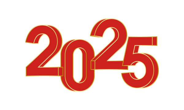 Kırmızı üç boyutlu sayı 2025 altın vuruşlu