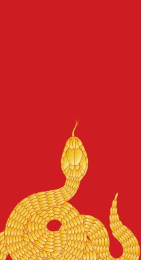 2025 Chinese Year of the Snake poster with red background clipart