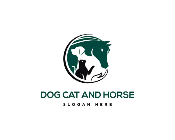 Köpek Kedi At Çemberi Logosu Tasarımı Modern Vektör Şablonu.