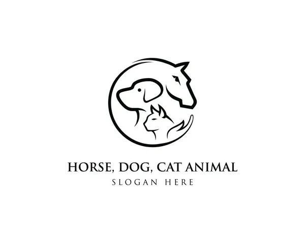 Köpek kedisi ve at bakımı logo tasarımı ikon vektör şablonu.