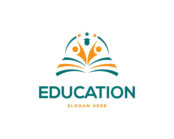 Kitap ve insan eğitim logosu tasarım konsept vektörü şablonu.