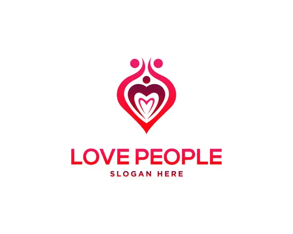 Loving Hearth ve Mutlu Aile Birleştirilmiş Logo Tasarım Vektör Şablonu.