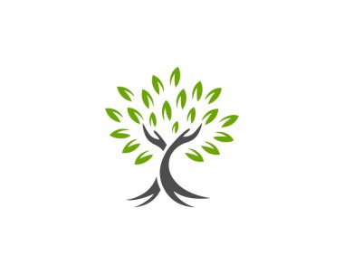 El ağacı ortamı logosu modern vektör şablonu.