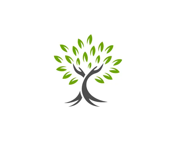El ağacı ortamı logosu modern vektör şablonu.