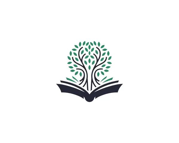 Kitap ağacı eğitim logosu sembol tasarımı illüstrasyonu 