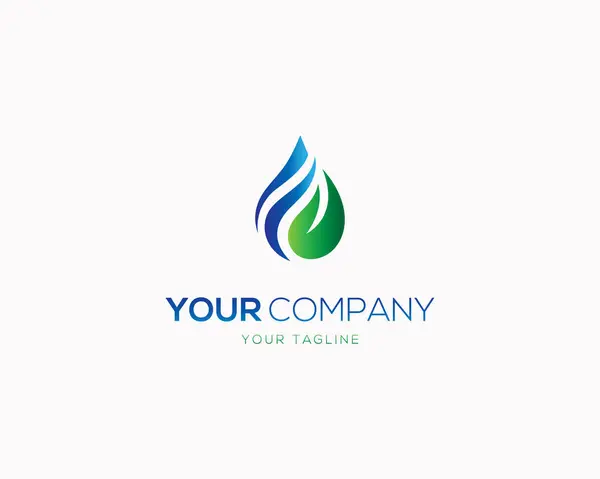 Su Bakımı Yaprağı ve El Tutuşu Logo Tasarım Vektörü İllüstrasyonu.