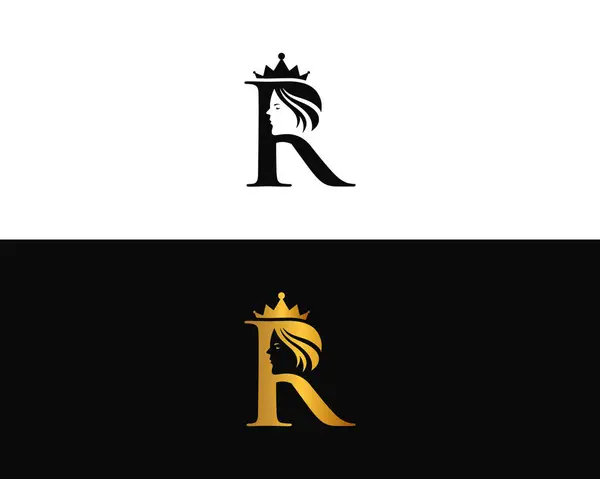 R İlk harf Güzellik Kraliçesi logo tasarım şablonuyla karşı karşıya.