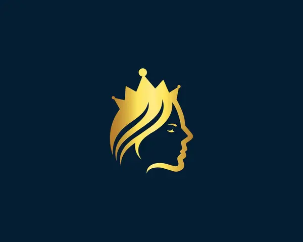 Crown logo tasarım şablonu olan altın profilli kız.