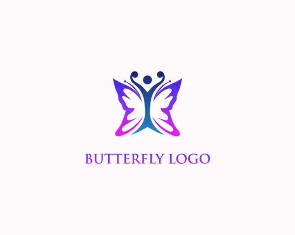 Butterfly logo design concept incorporates with human body vector template.