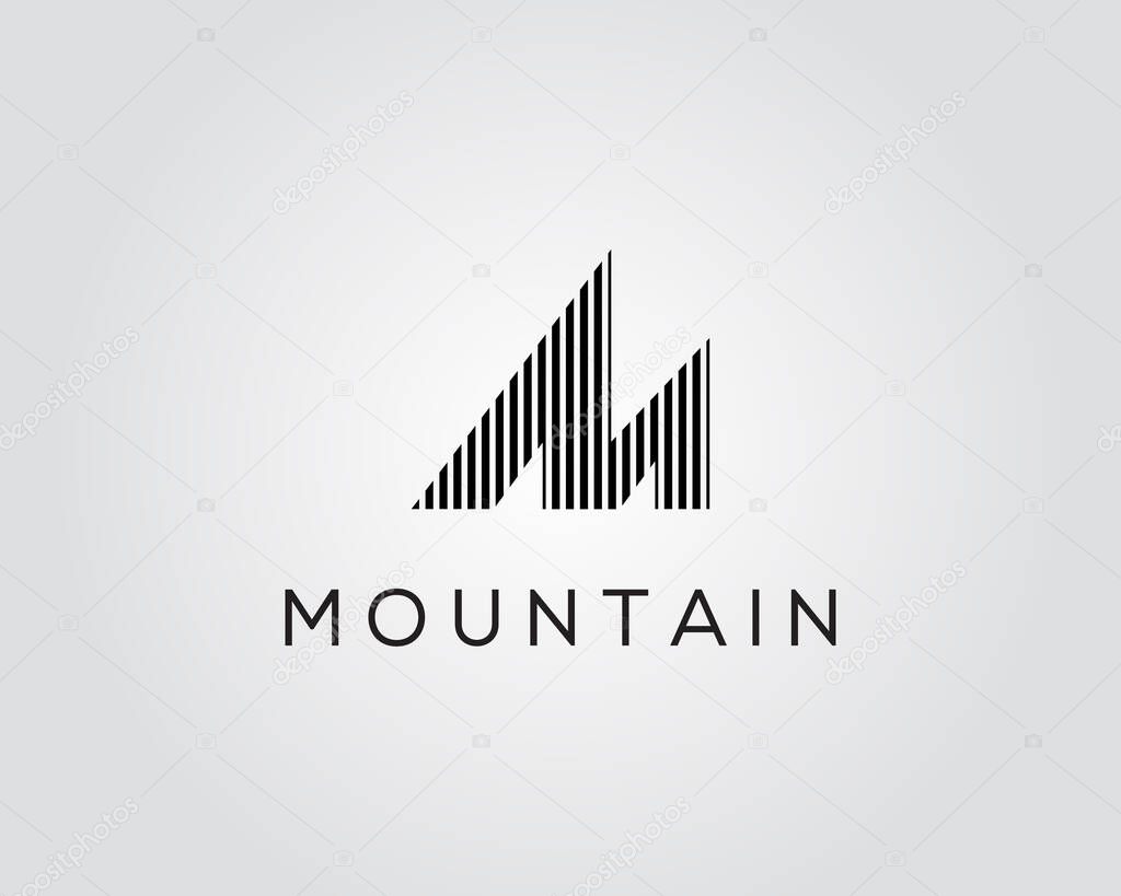 Letter M and mountain logo design vector illustration.