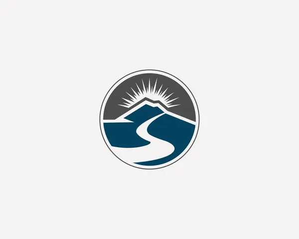 Su okyanusu nehir tepesi soyut logo tasarım şablonu.