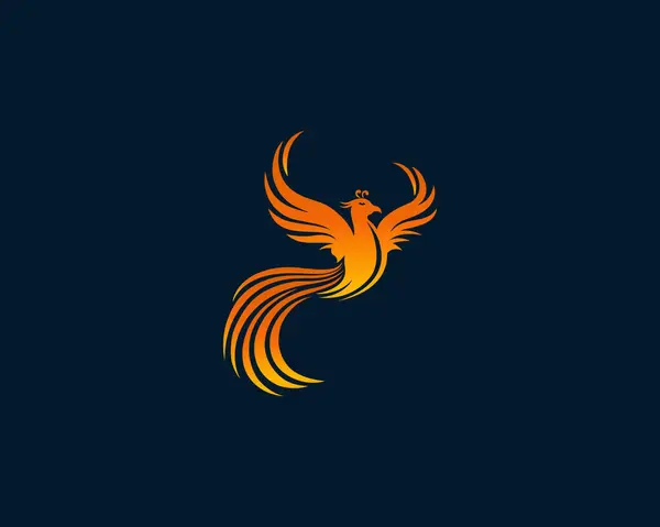 Sanatsal Uçan Fenix Phoenix Efsanevi Kuş logosu modern vektör şablonu tasarımı.