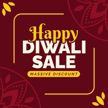 Kahverengi Arkaplanda Diwali indiriminiz kutlu olsun. Deepawali Satışı. Vektör İllüstrasyonu. Büyük İndirim.