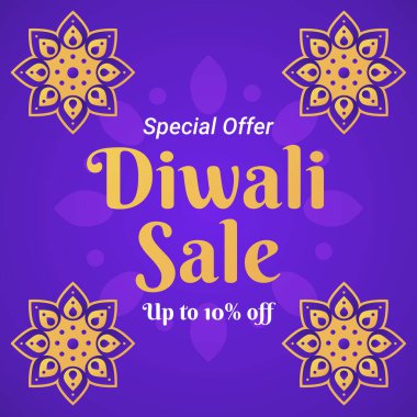 Diwali Satış afişi, Güzel Tasarım ve diski% 10 indirimli. Özel bir teklif. Vektör İllüstrasyonu. 