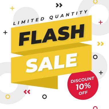 Beyaz ve sarı arka planda indirimli satışlar% 10 'a kadar çıktı. Vektör çizimi. Sınırlı Miktarda% 10 indirim.