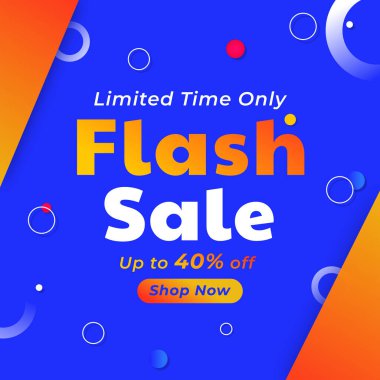 % 40 'a varan indirimli mavi arka planda flaş satış. Vektör çizimi. % 40 'a kadar indirimli. Sadece sınırlı zaman. Alışveriş Şimdi.