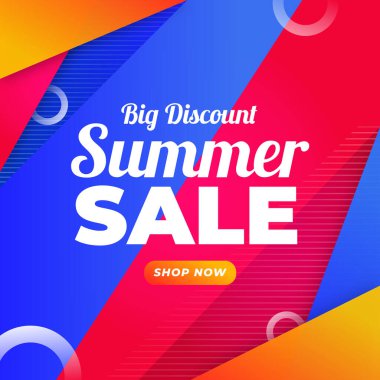 Yaz Satışı Bayrağı. Web sitesi ve sosyal medya reklamları için yaz indirimi posteri. İllüzyon. Alışveriş yap. Büyük İndirim.