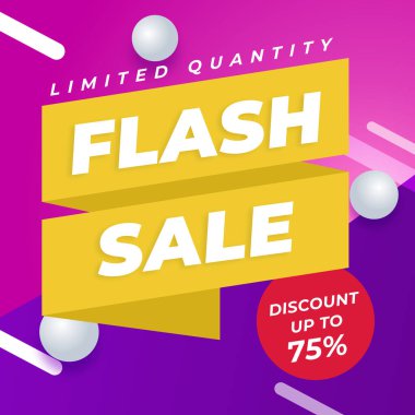 % 75 'e varan indirimli Flash Satış Vektörü daire tasarım arkaplanı. Sınırlı Miktar. Vektör çizimi. % 75 indirim al. Sosyal medya reklamları için flaş satış afişi.