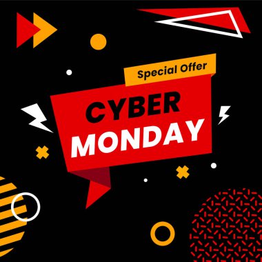 Cyber Monday text banner promotion vector illustration background template design. Special Offer.