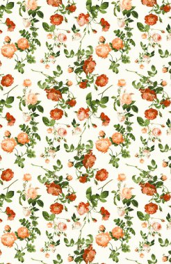 botanical seamless floral pattern with rose and leaves. clipart