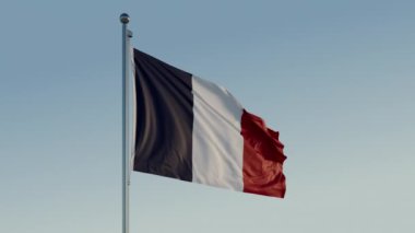 France Flag: 4K ProRes 422 Merkezinde Mavi Gökyüzü ile Sinema Döngüsü Hareketi