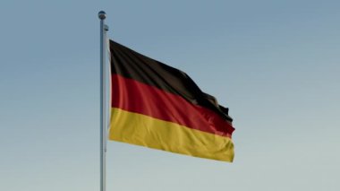 Almanya Bayrağı: 4K ProRes 422 Merkezinde Mavi Gökyüzü ile Sinema Döngüsü Hareketi