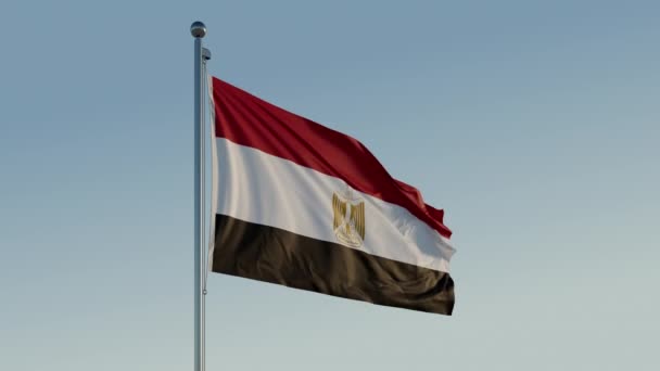 Флаг Египта Кинематографическое Движение Голубым Небом Prores 422 Realistic — стоковое видео