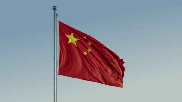 Kína Zászló Cinematic Loopable Motion Blue Sky Prores 422 Realisztikus — Stock videók