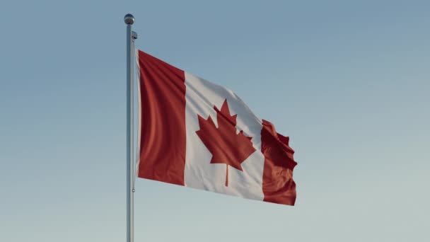 Kanadas Flagga Cinematic Loopable Motion Blue Sky Prores 422 Realistisk — Stockvideo