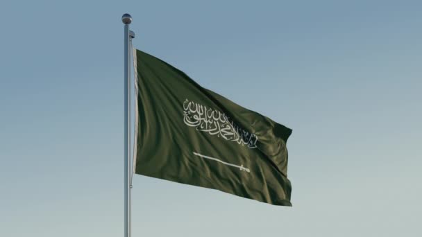 Suudi Arabistan Bayrağı Prores 422 Karargahında Mavi Gökyüzü Ile Sinema — Stok video