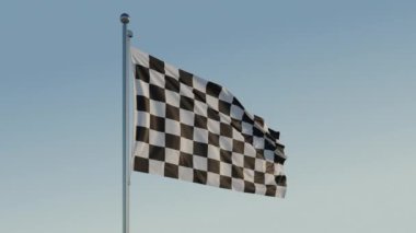 Checkered Flag: 4K ProRes 422 HQ Realistik 'te Mavi Gökyüzü ile Sinema Döngüsü Hareketi