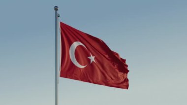 Türkiye Bayrağı: 4K ProRes 422 HQ Gerçekçi Karargahında Mavi Gökyüzü ile Sinema Döngüsü Hareketi