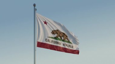 California USA Flag: 4K ProRes 422 HQ Realistik 'te Mavi Gökyüzü ile Sinema Döngüsü Hareketi