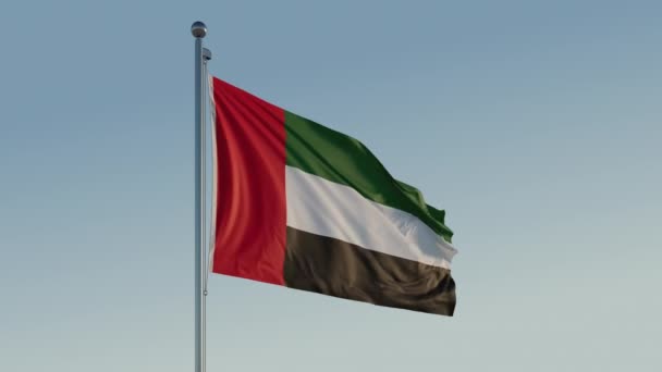 United Arab Emirates Uae Flag Cinematic Loopable Motion Blue Sky — Stock video