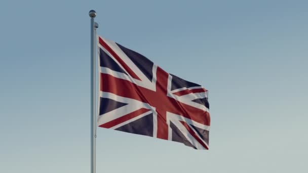 Verenigd Koninkrijk Flag Cinematic Loopable Motion Blue Sky Prores 422 — Stockvideo