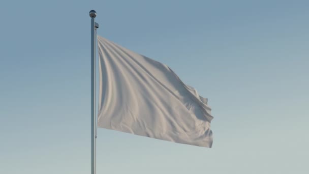 Beyaz Bayrak Prores 422 Gerçekçi Merkezinde Mavi Gökyüzü Ile Sinema — Stok video