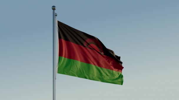 Bandeira Malawi Movimento Cinematográfico Com Céu Azul Prores 422 Realista — Vídeo de Stock