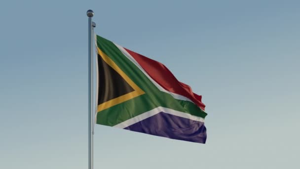 南アフリカの旗 Prores 422 Hq現実的なブルースカイとシネマティックループ可能な動き — ストック動画