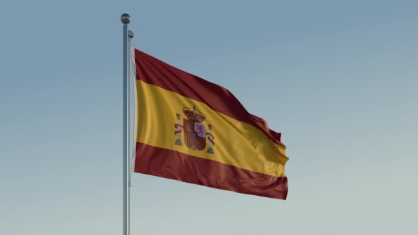 Vlajka Španělska Film Loopable Motion Blue Sky Prores 422 Realistic — Stock video