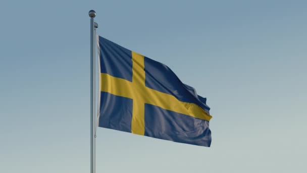 Bandera Suecia Movimiento Cinemático Loopable Con Cielo Azul Prores 422 — Vídeos de Stock