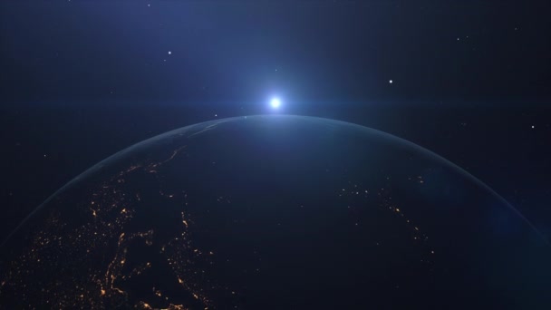 Planeta Cinemático Terra Nascer Sol Sobre Europa Prores 422 — Vídeo de Stock