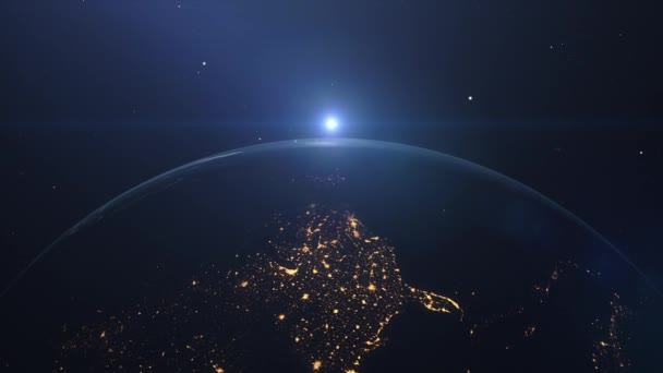 Planeta Cinemático Terra Nascer Sol Sobre América Prores 422 — Vídeo de Stock