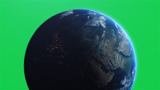 Cinematic Planet Earth Isolated Chroma Green Screen Rotate Prores 422 — Stock Video