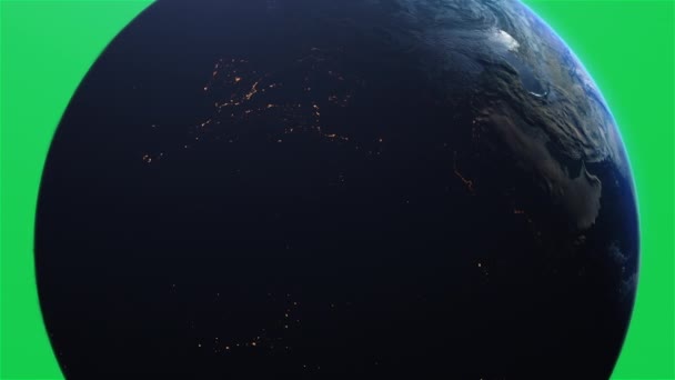 Zoom Isolado Golfo Tela Verde Chroma Planeta Terra Cinematográfico Prores — Vídeo de Stock