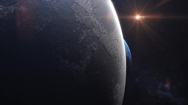 Cinematische Planeet Aarde Maan Onthulling Zoom Prores 422 — Stockvideo
