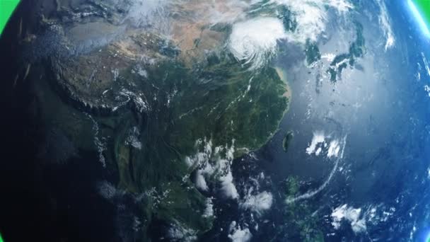 Cinematic Planet Aarde Geïsoleerde Chroma Green Screen China Zoom Uit — Stockvideo