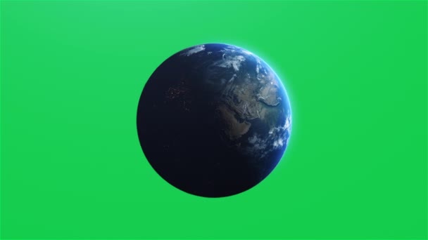Tela Verde Isolada Croma Planeta Terra Cinematográfica Gira Zoom Prores — Vídeo de Stock